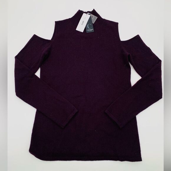 New with tags| Bloomingdale’s Women's Purple Cold Shoulder cashmere Sweater | Sm - Picture 1 of 4